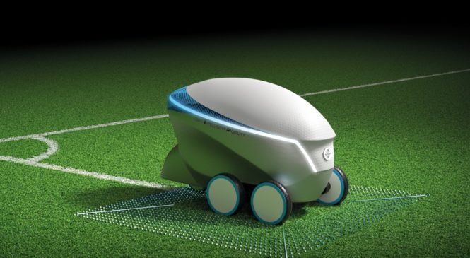 Nissan сделал беспилотного робота для разметки футбольных полей
